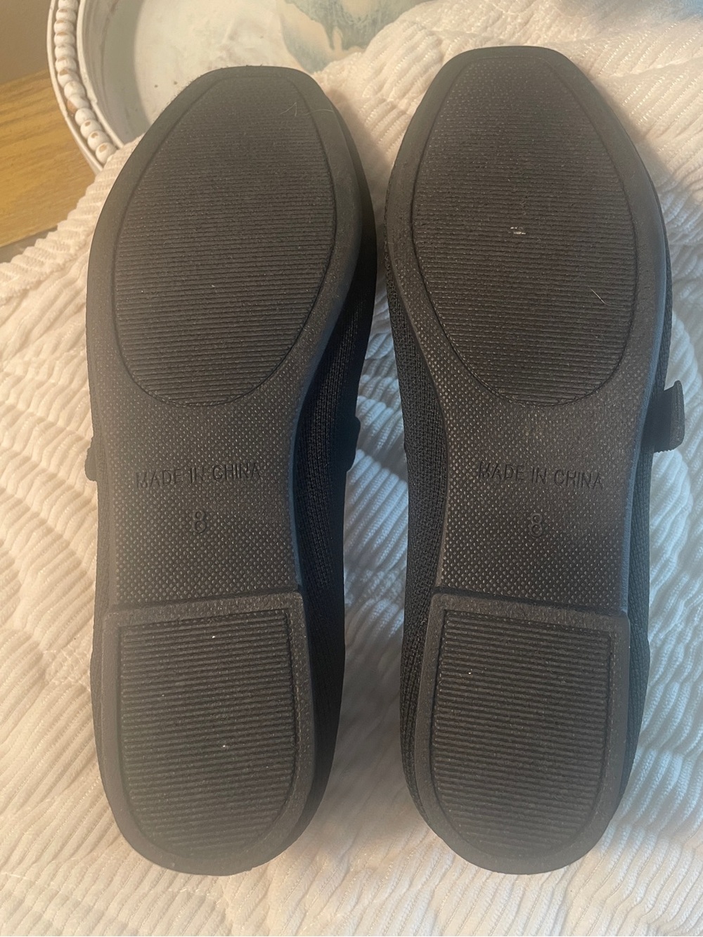 Steve Madden Black Knit Mary Jane Flats with Silver Buckles Size 8 NWOT - Picture 5 of 8